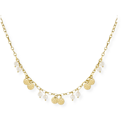 Pearls Coin Necklace Ladies