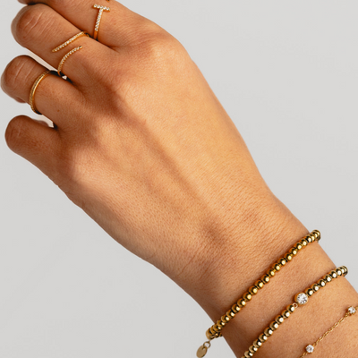 Gold Plated Elastic Beaded Bracelet Women