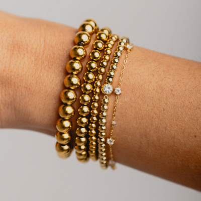 Gold Plated Elastic Beaded Bracelet Women