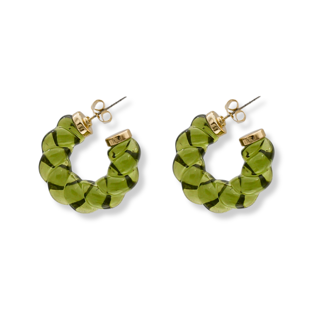 Ladies Twisted Glass Gold Earrings