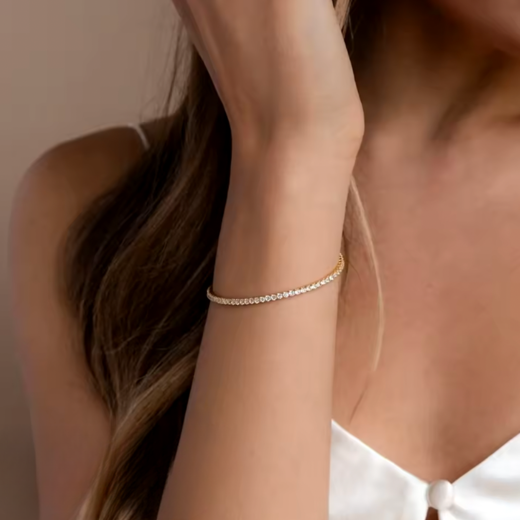 Adjustable Silver Zirconia Tennis Bracelet Women