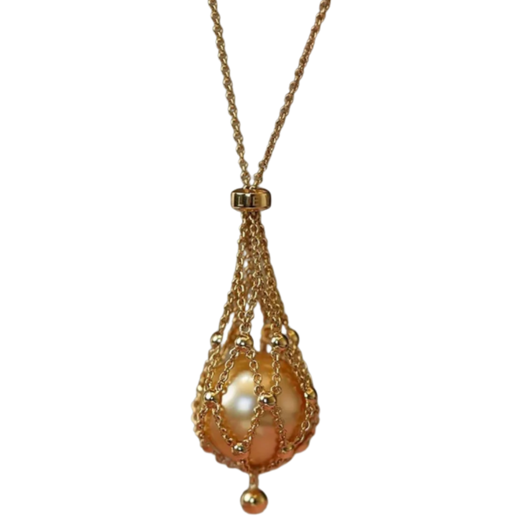Luxury Pearl Cage Pendant Necklace Women