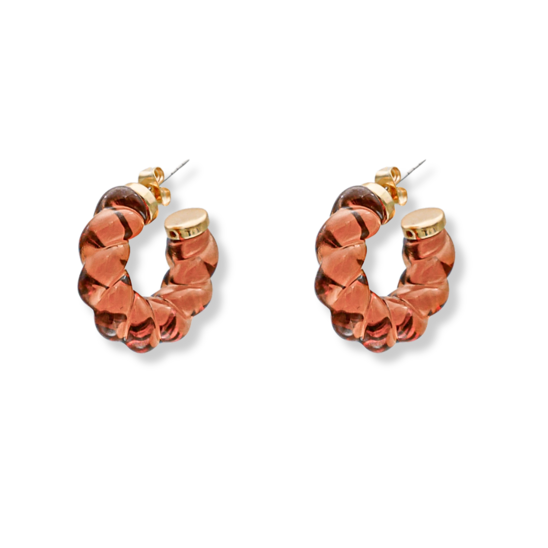 Ladies Twisted Glass Gold Earrings