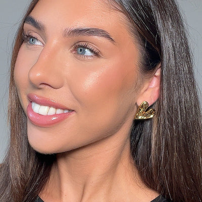 Hammered Gold Heart Earrings Ladies