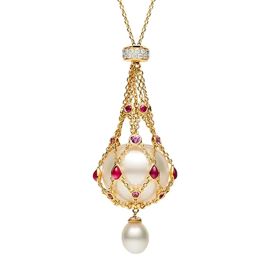 Luxury Pearl Cage Pendant Necklace Women
