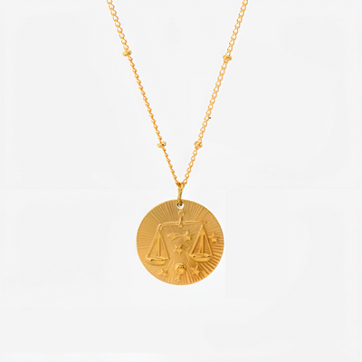 Stylish Gold Plated Zodiac Sign Coin Necklace Women