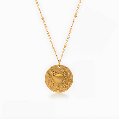 Stylish Gold Plated Zodiac Sign Coin Necklace Women
