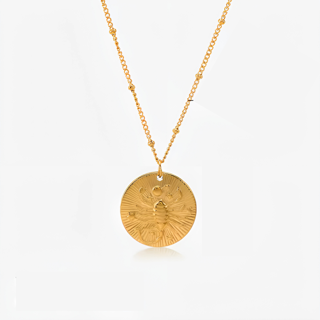 Stylish Gold Plated Zodiac Sign Coin Necklace Women