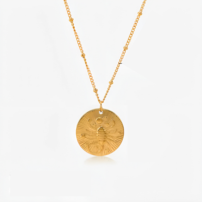 Stylish Gold Plated Zodiac Sign Coin Necklace Women
