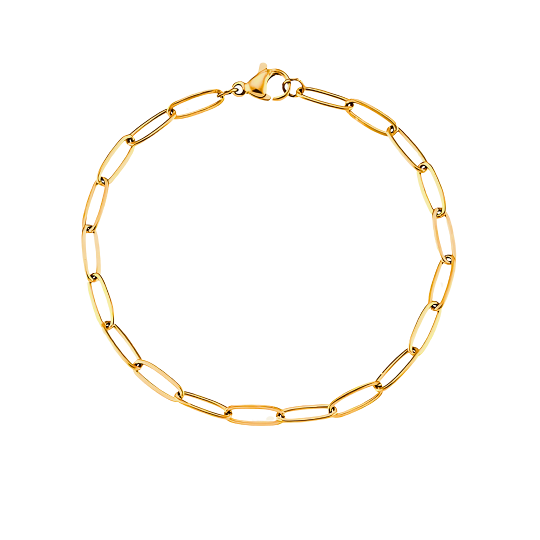 Modern Gold Oval Link Bracelet Ladies