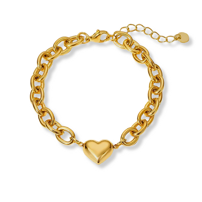 Adjustable Gold Heart Link Bracelet Women