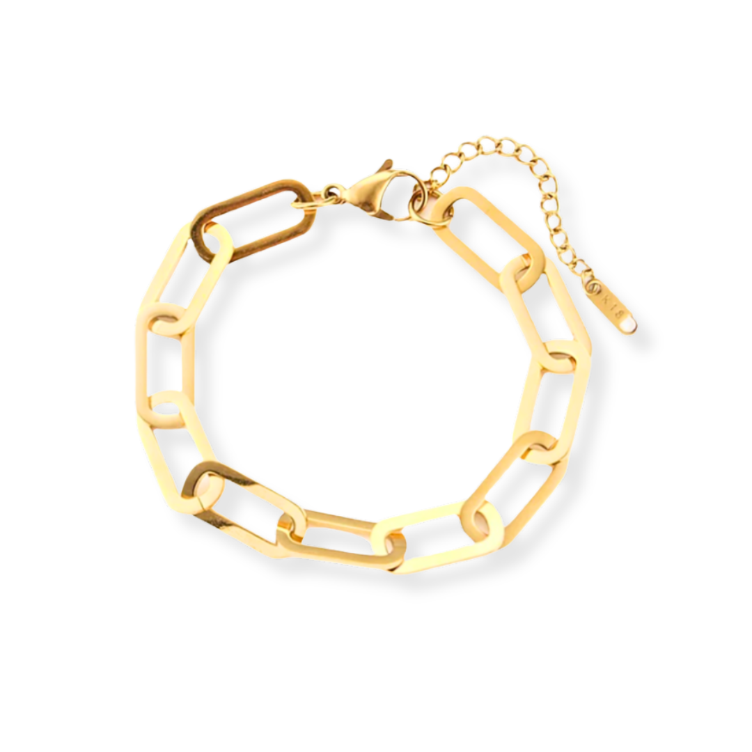 Gold Paperclip Link Bracelet Ladies
