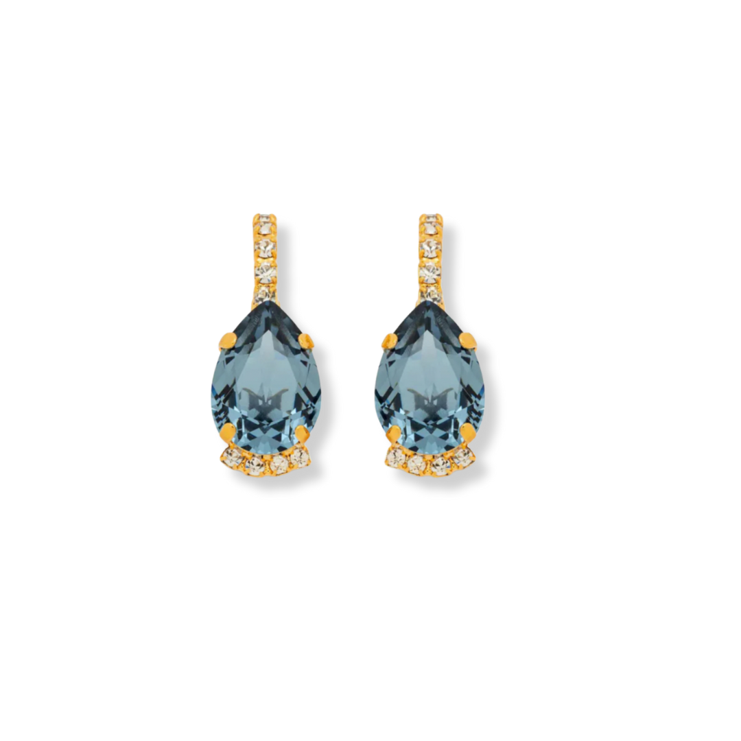 Ladies Denim Blue Crystal Earrings