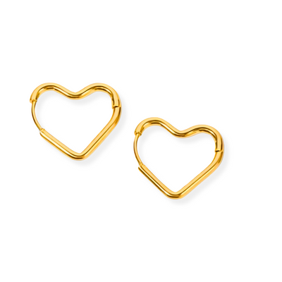 Heart Shaped Gold Hoop Earrings Ladies
