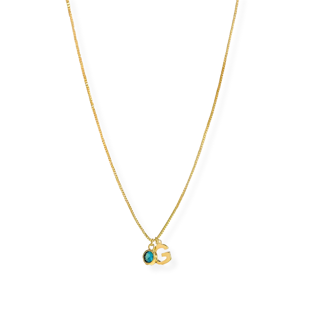 Initial and birthstone necklace