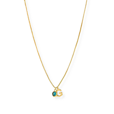 Initial and birthstone necklace
